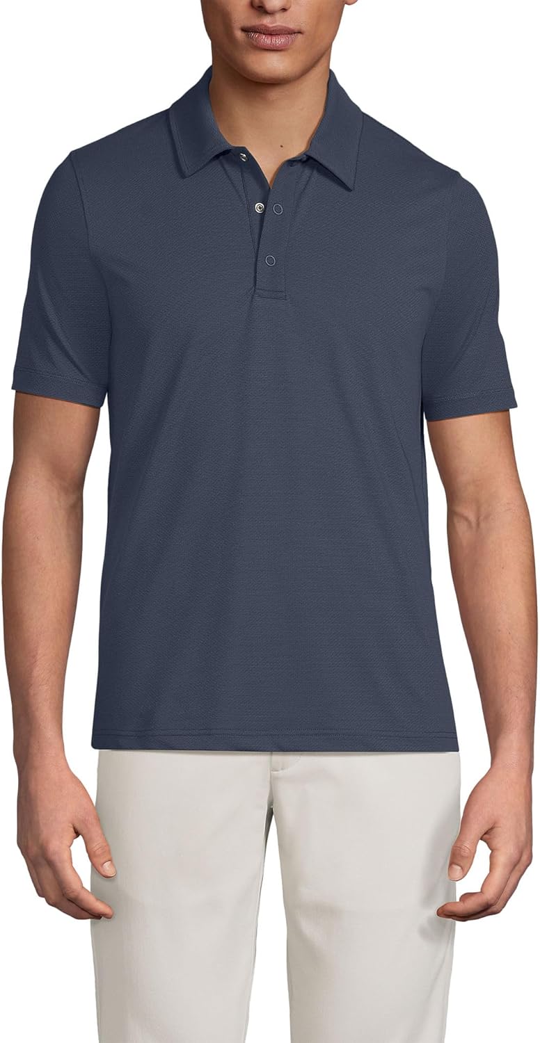 Lands' End Men's Short Sleeve Performance Snap Polo