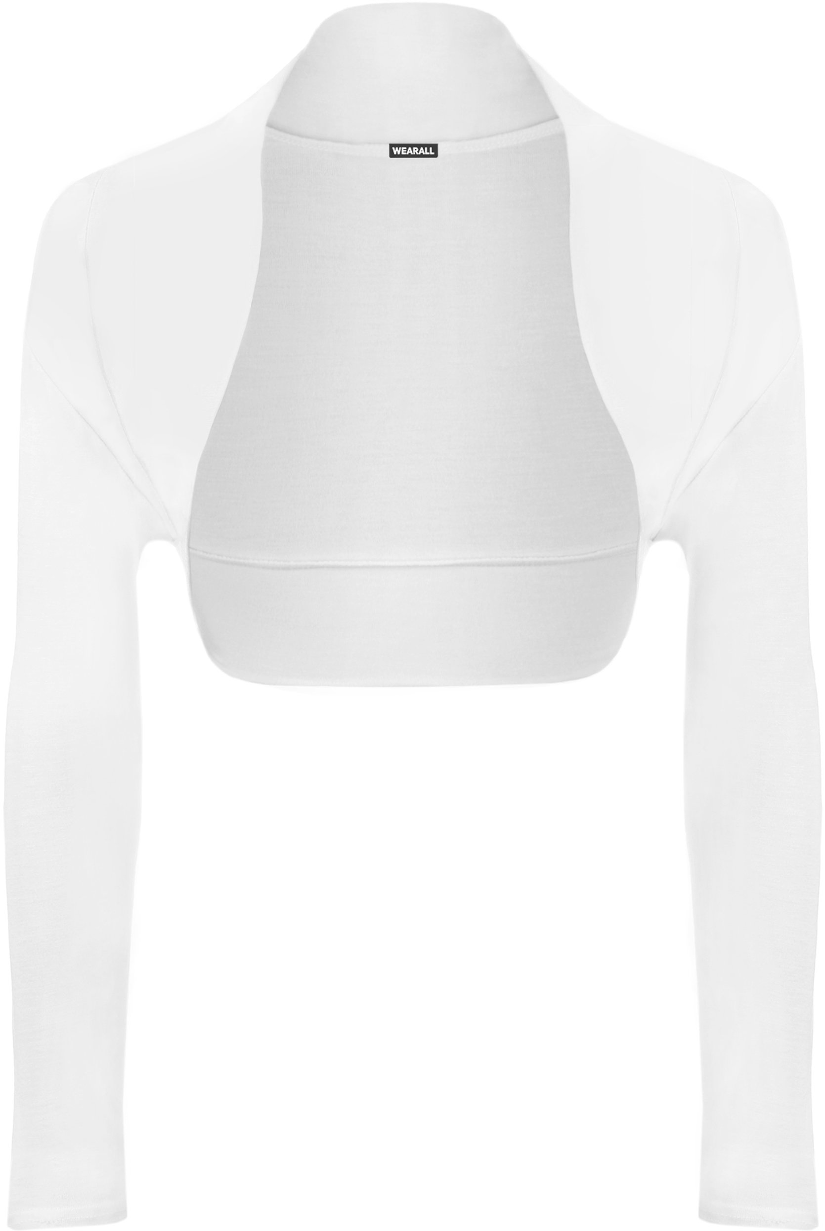 Wearall Women's White Long Sleeve Shrug Bolero Cardigan Top 20-22