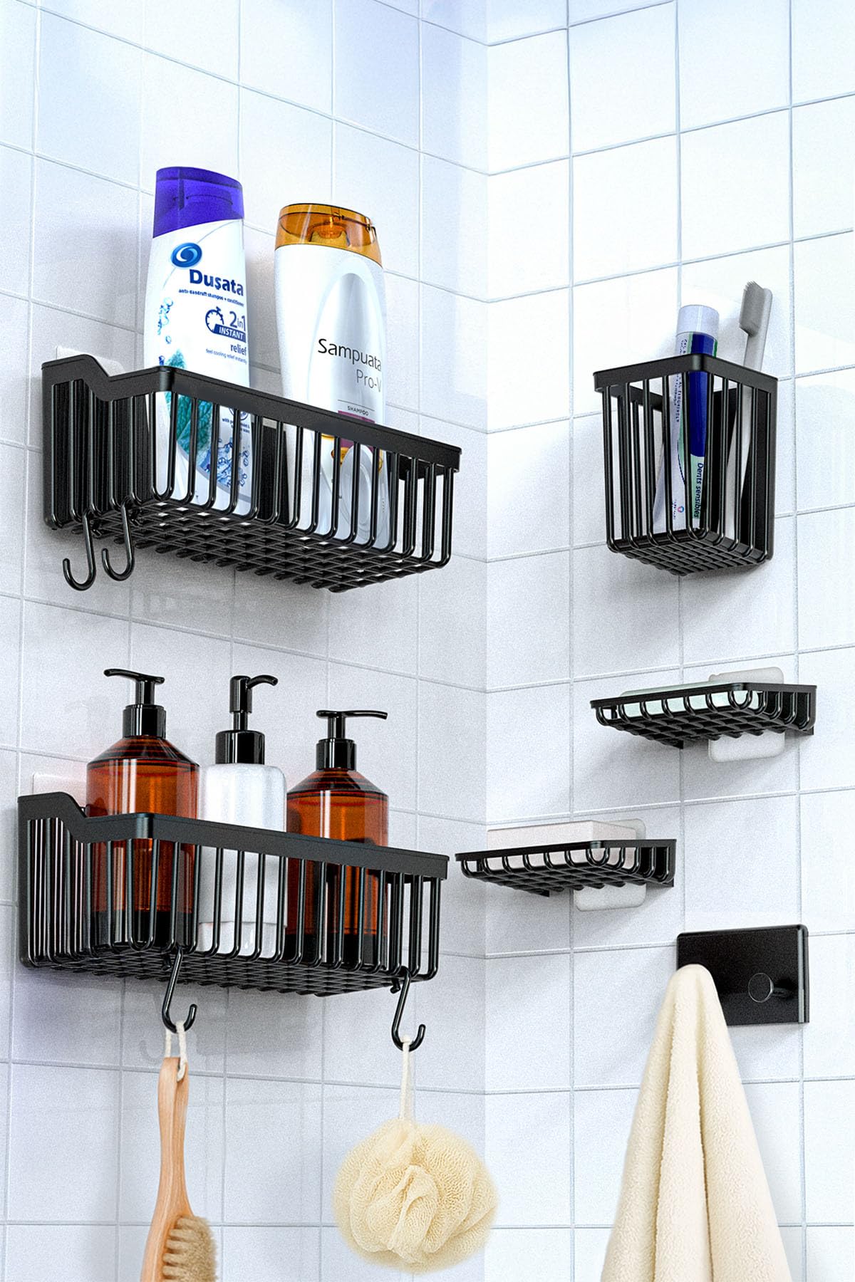 ATA HOME Banyor 6'Lı Banyo Seti Yapışkanlı Banyo Düzenleyici…