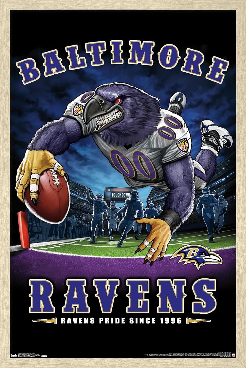 Trends International NFL Baltimore Ravens - End Zone 17 Wall Poster, 22.375" x 34", Black Framed Version