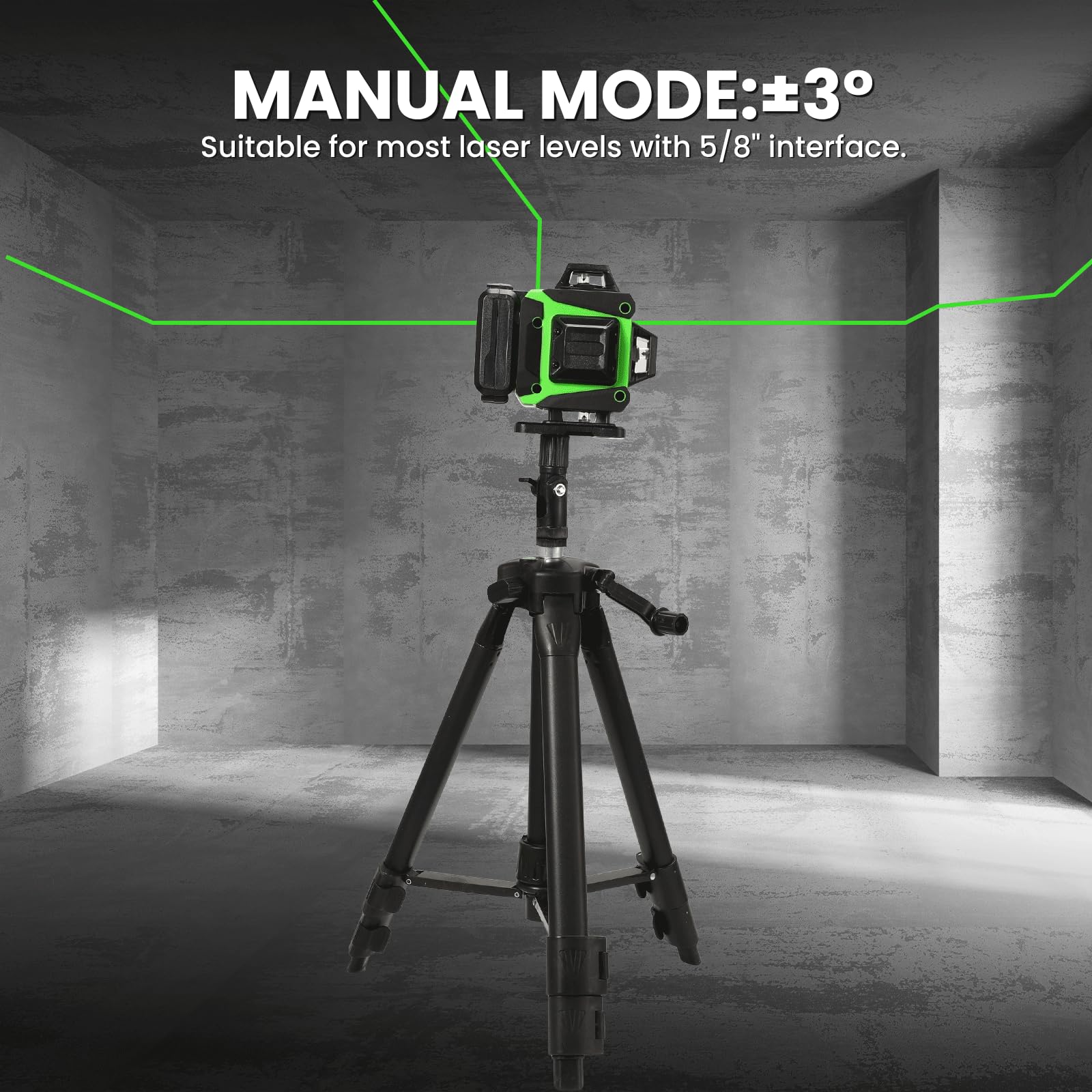 Niveau Laser Chantier Autonivelant 360° x 4 Avec trépied (Noir)