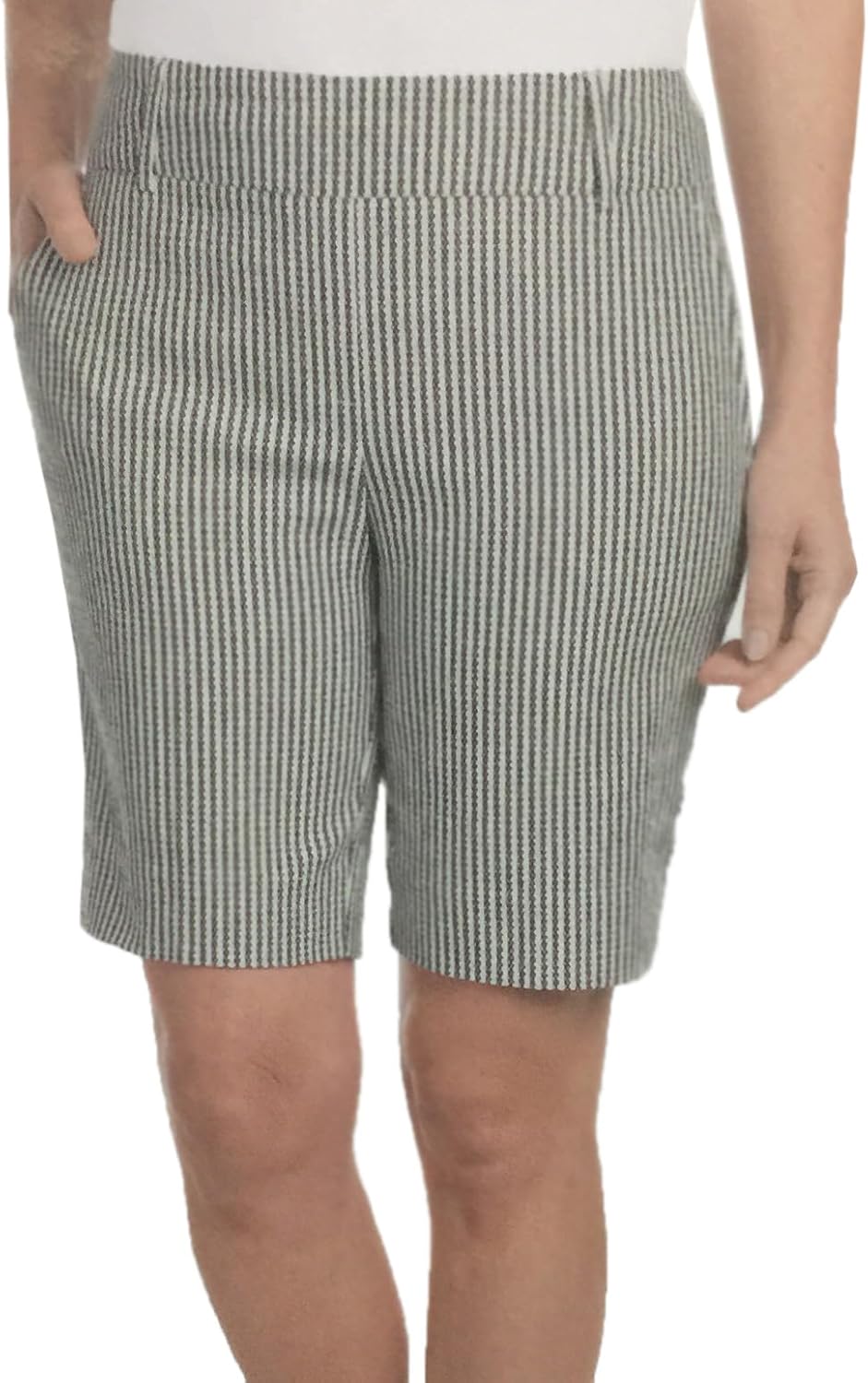 Hilary Radley Women's Pull On Mid Rise Stretch Comfort Bermuda Shorts