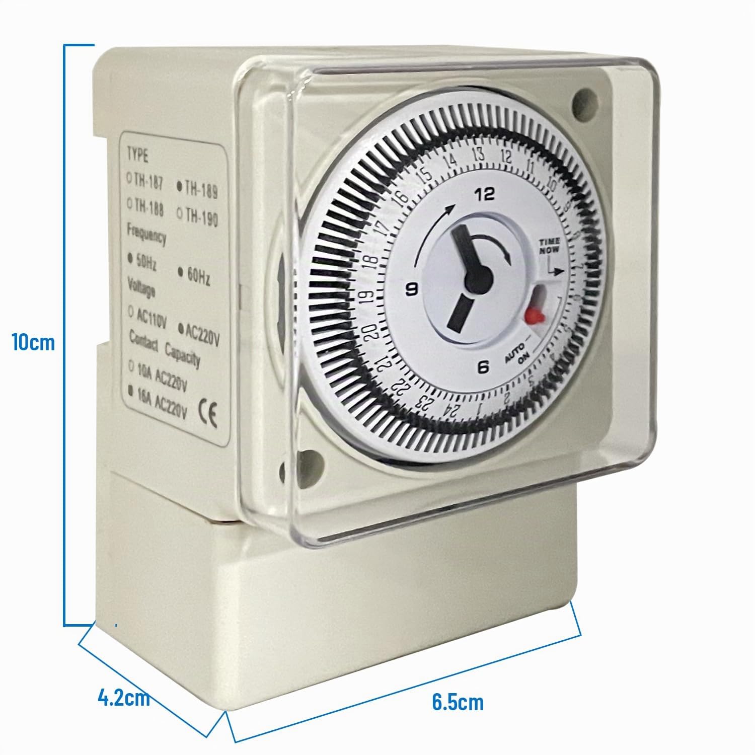 Transplant Timer Meccanico, 220-240V, 16A, 24 Ore, Analogico a Segmento per Luci, Riscaldatori, Piscine e Altri Elettrodomestici