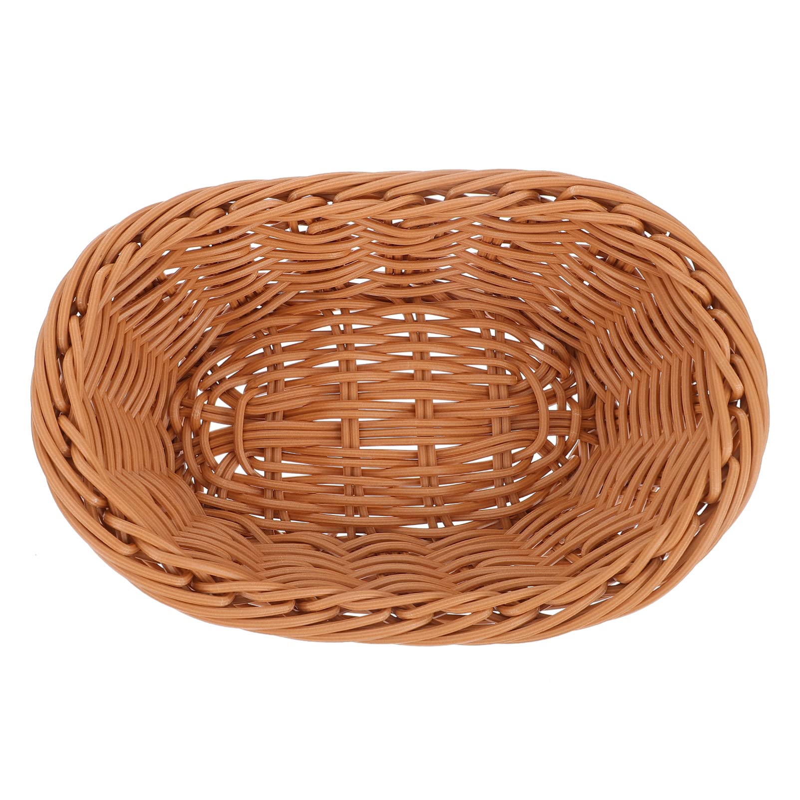 STOBAZA 1pc Ingot Basket Rattan Vegetables Basket Fruit Containers Seagrass Organizer Wicker Fruit Baskets Decorative Serving Baskets Bread Serving Basket Woven Seagrass Bin Brown Pp