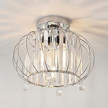 ANWIO Crystal Ceiling Lamps, Modern Silver Pendant Lamp, Living Room Ceiling Glass Lamp with 1 E27 Base, Crystal Ceiling Lamp with Bedroom, Kitchen, Hallway (28.5 cm, Without Bulb)