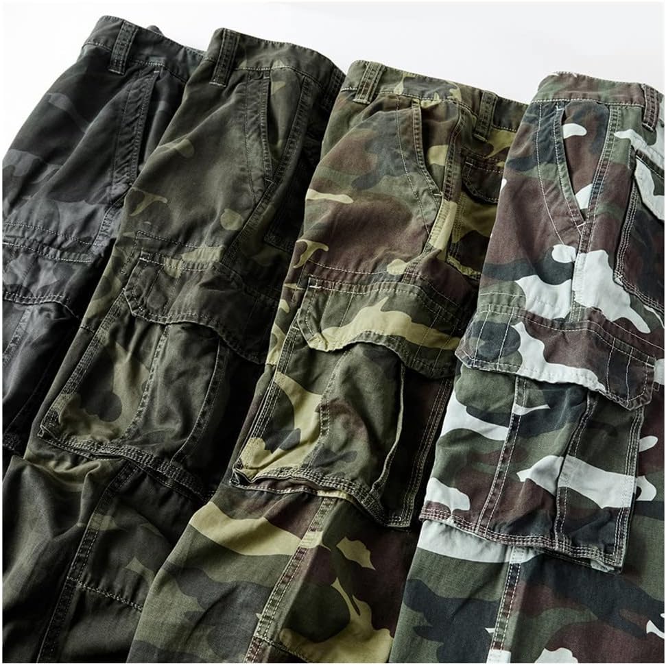 Tactical Cargo Camo Pants, Men Casual Cargo Baggy Trousers Joggers, Streetwear Cotton Multi-Pocket Military Pants