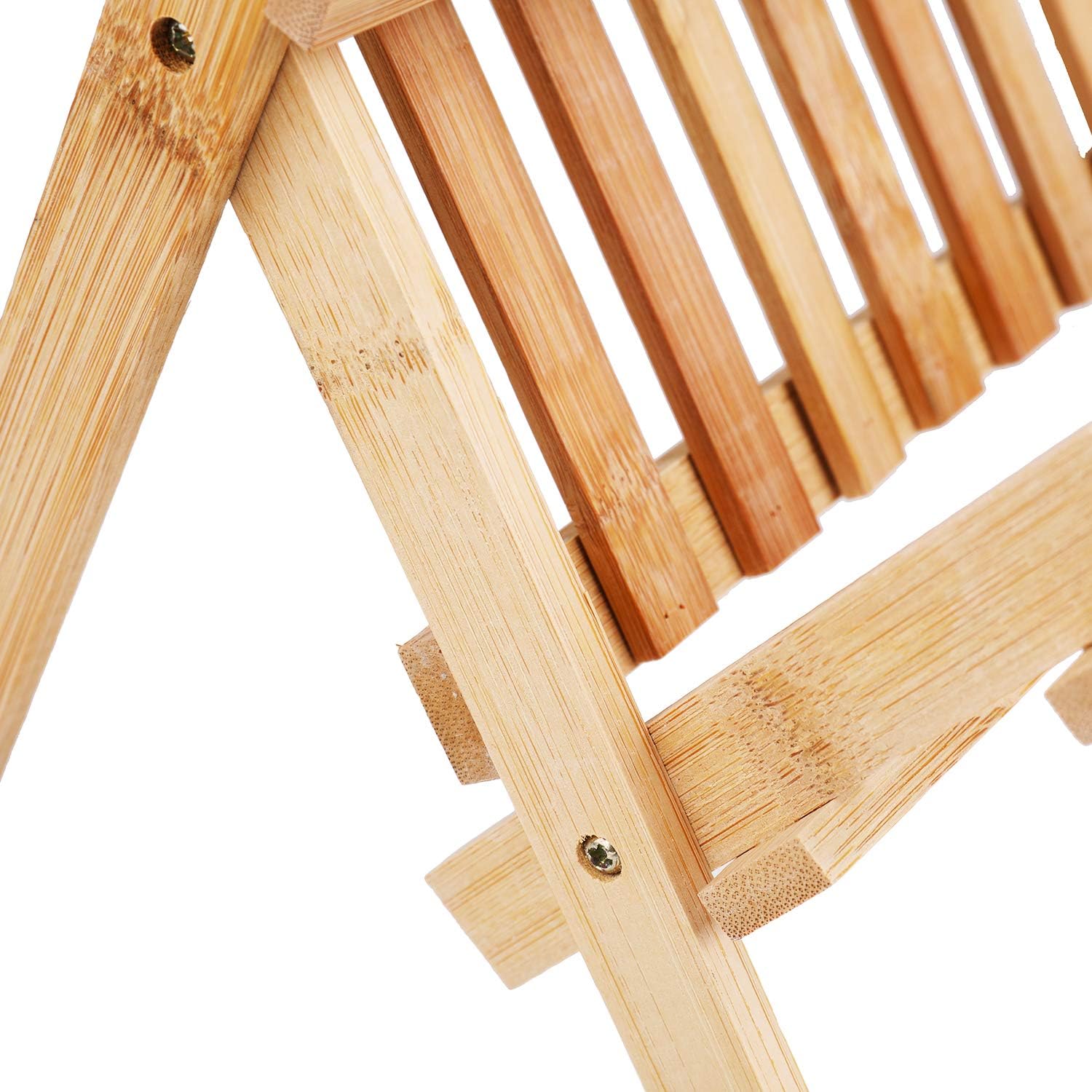 Lawei Collapsible Bamboo Dish Drying Rack - Plate Holder Dish Rack Cup Drying Strainer for Dish, Plate, Bowls, Cup - Image 3