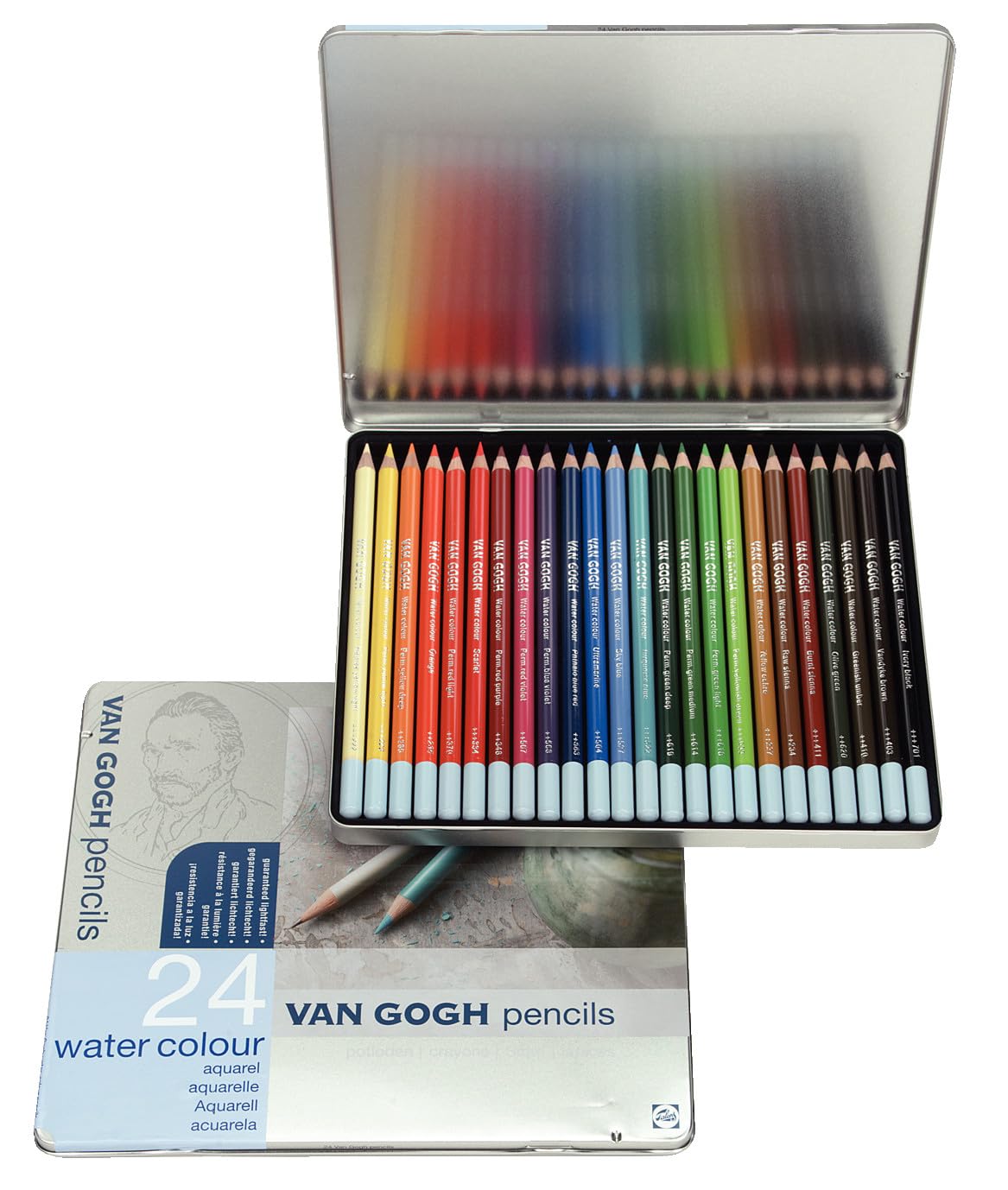 Van Gogh Buntstifte - Buntstifte Set - 24 Farben - wasserlöslich - lichtechte Pigmente - leicht spitzes Zedernholz - ideal für Künstler