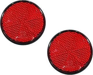 2PCS Motorcycle Reflectors, Waterproof Round Red Reflector, High Visibility Bike Rear Reflector, Universal Warning Reflectors for Motorcycle, Bicycle, Scooter, Golf Cart (Red)