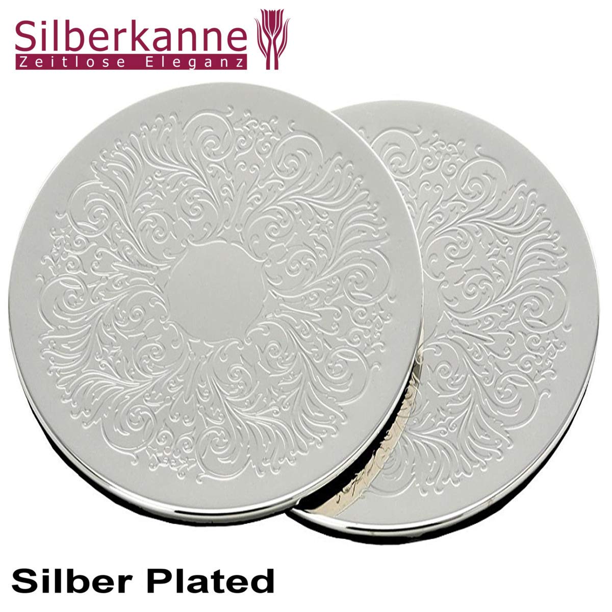 2er Set Topfuntersetzer rund Ø 19,5 cm – Premium Silber Plated edel versilbert – Hochwertige Tischdeko für Pfannen & Töpfe
