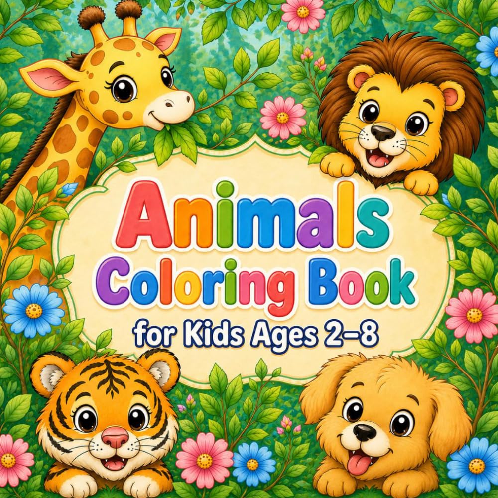 Animals Coloring Book for Kids Ages 2–8