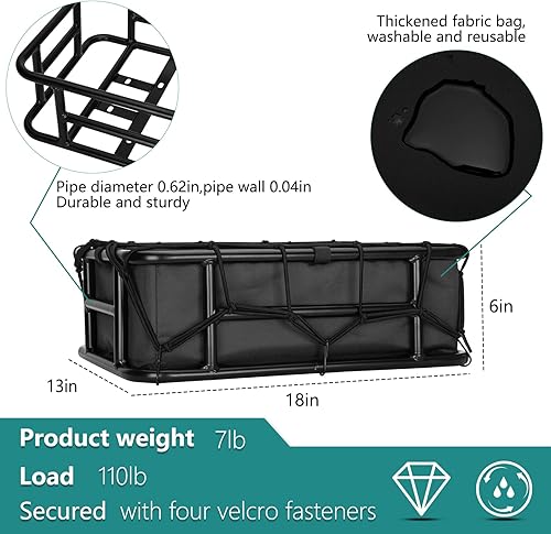 Miniatura 3 de Upgraded Rear Bike Basket with Cargo Net and Black Thickened Liner,Universal Bike and Electric Bike Rear Basket,Same Day Shipping - 2 Year Warranty