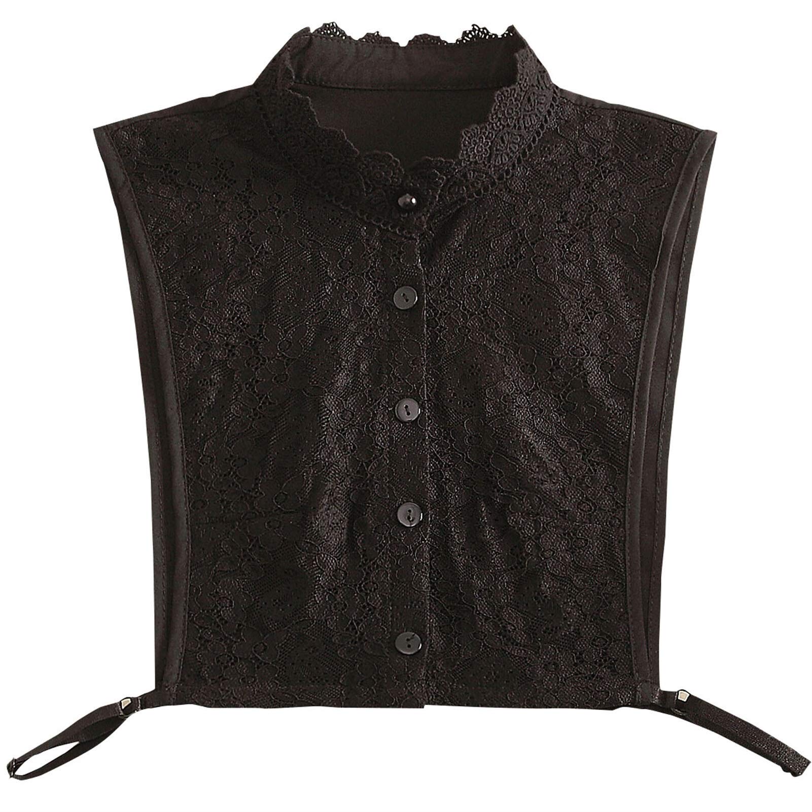 Chenweiwei Lcuiling-Detachable collar Women Detachable Collars, Solid Color False Blouse Collar, Ladies Lace Fake Collar Fashion and all-match (Color : BK)