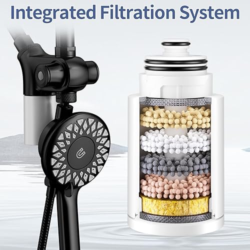 Miniatura 3 de SINGSUO Filtered Rain Shower Head with Handheld Spray Combo, High Pressure Dual Shower Head with Filter for Hard Water, Modern Magnetix Double