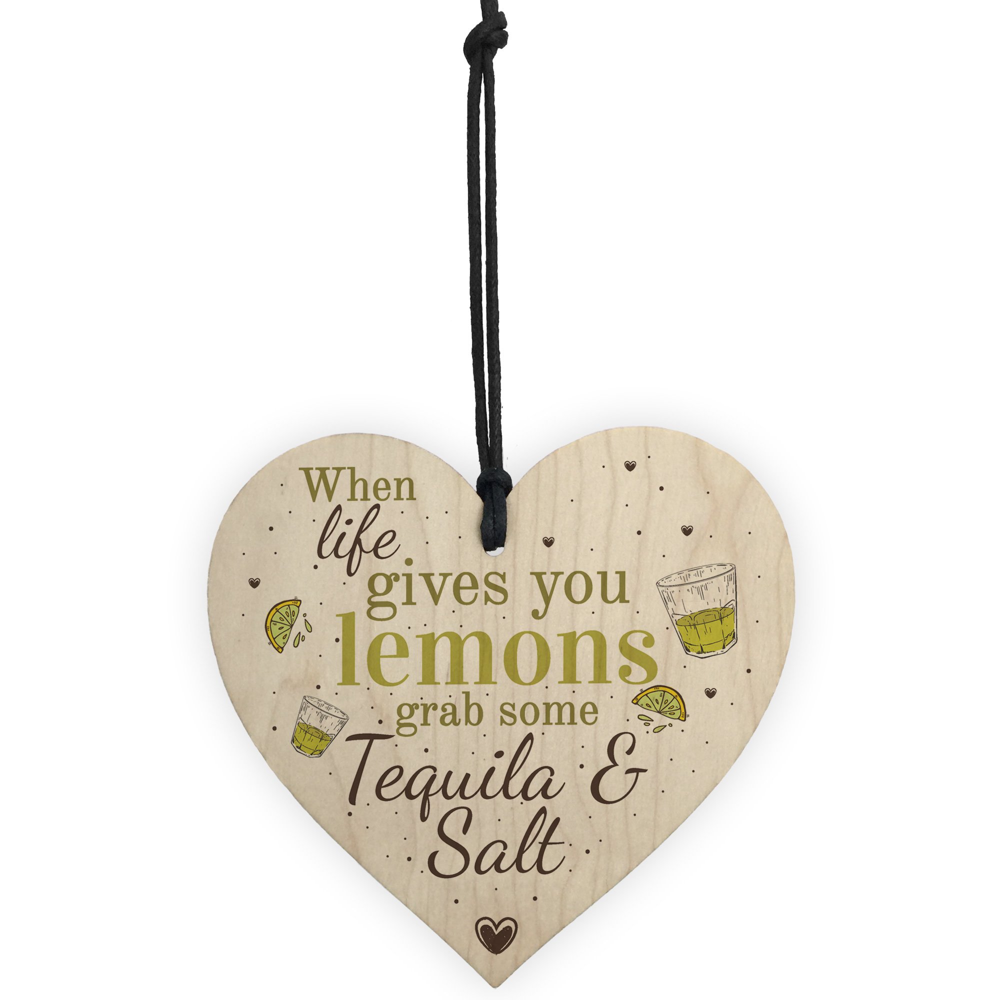 Red Ocean Tequila & Salt Funny Pub Bar Friendship Alcohol Gift Wooden Plaque Garden Kitchen Wall Sign