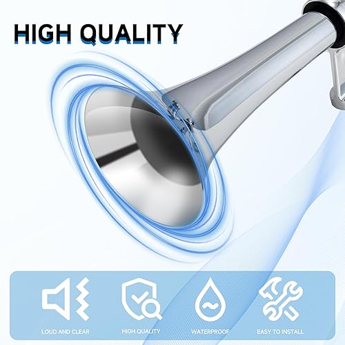 Miniatura 5 de Bocinas de aire para camión, kit de bocina de tren súper ruidosa para vehículo de 12 VsemirremolquecochebarcoJeepVanmotocicletaSUV, bocina de aire