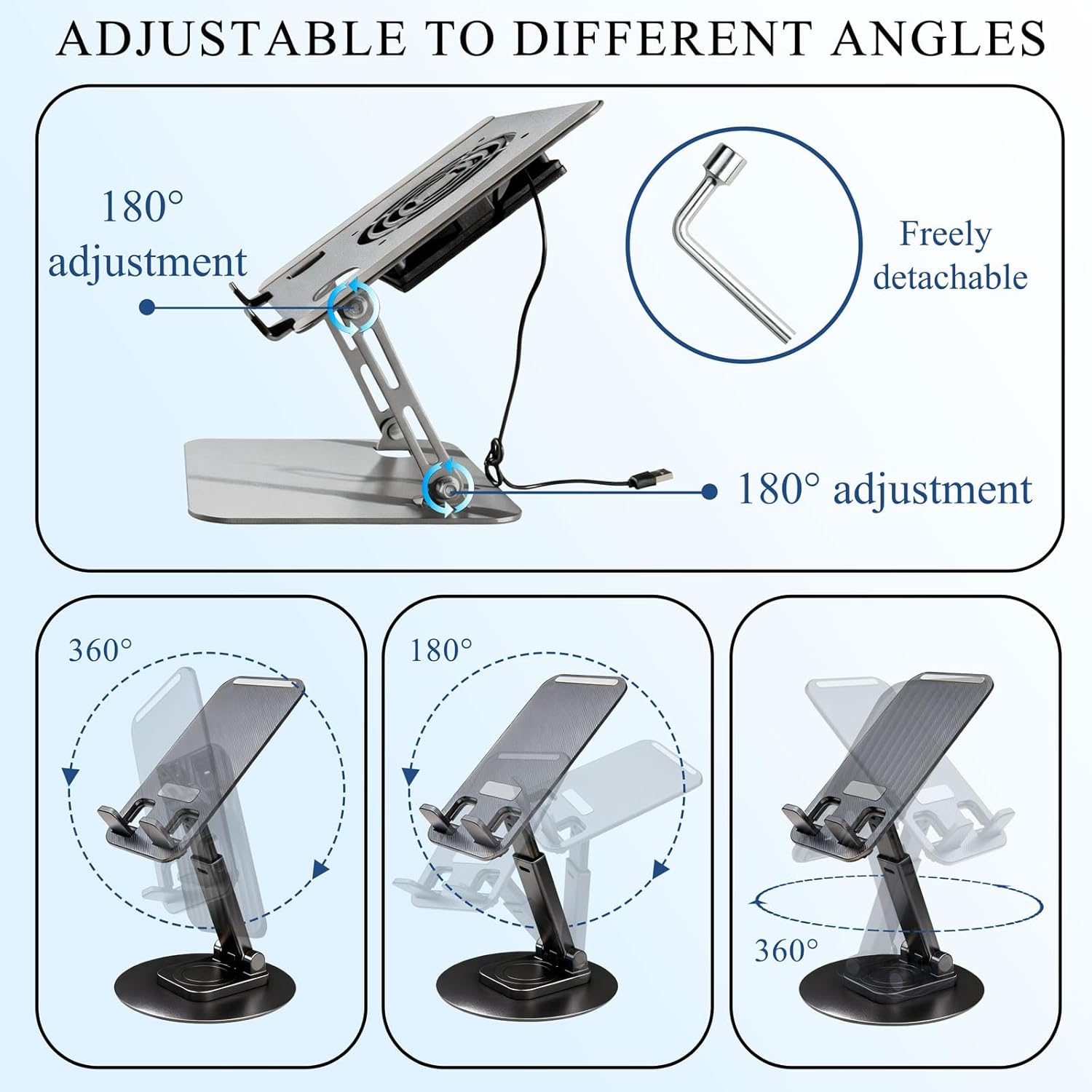 Laptop Stand for Desk, Laptop Riser with Active Cooling Fan, Widely Compatible with MacBook and Other Computer Accessories、Computer Stand for Laptop