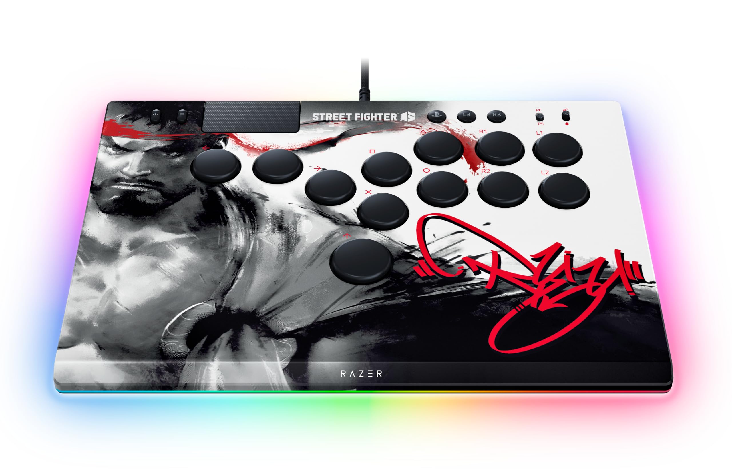 Razer Kitsune Ryu Edition - Manette d'arcade optique pour PS5 et PC - Disposition avec 4 boutons directionnels de précision - Commutateurs optiques linéaires plats | Édition Ryu