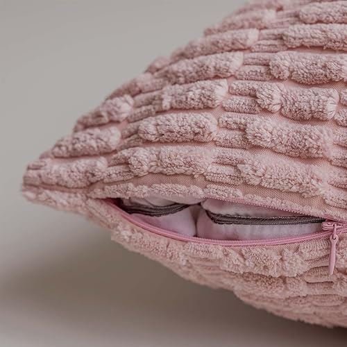 Miniatura 4 de JUSPURBET Juego de 2 fundas de cojín de pana suave lumbar rosa de 12 x 20 pulgadas con cremallera invisible para sofá, cama, fundas de cojín