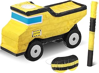 Small Dump Truck Pinata Construction Pinata with Blindfold and Stick Construction Party Decorations Tractor Excavator Pinata Hold Candy Favors for Boys Kids Birthday Party Supplies,13.4 x 7 x 3.6 Inch
