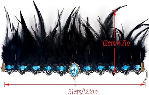 Miniatura 7 de L'VOW Gargantilla de plumas, joyería gótica, cadena de cuello de vampiro, tatuaje steampunk, accesorios de encaje, disfraz de Halloween