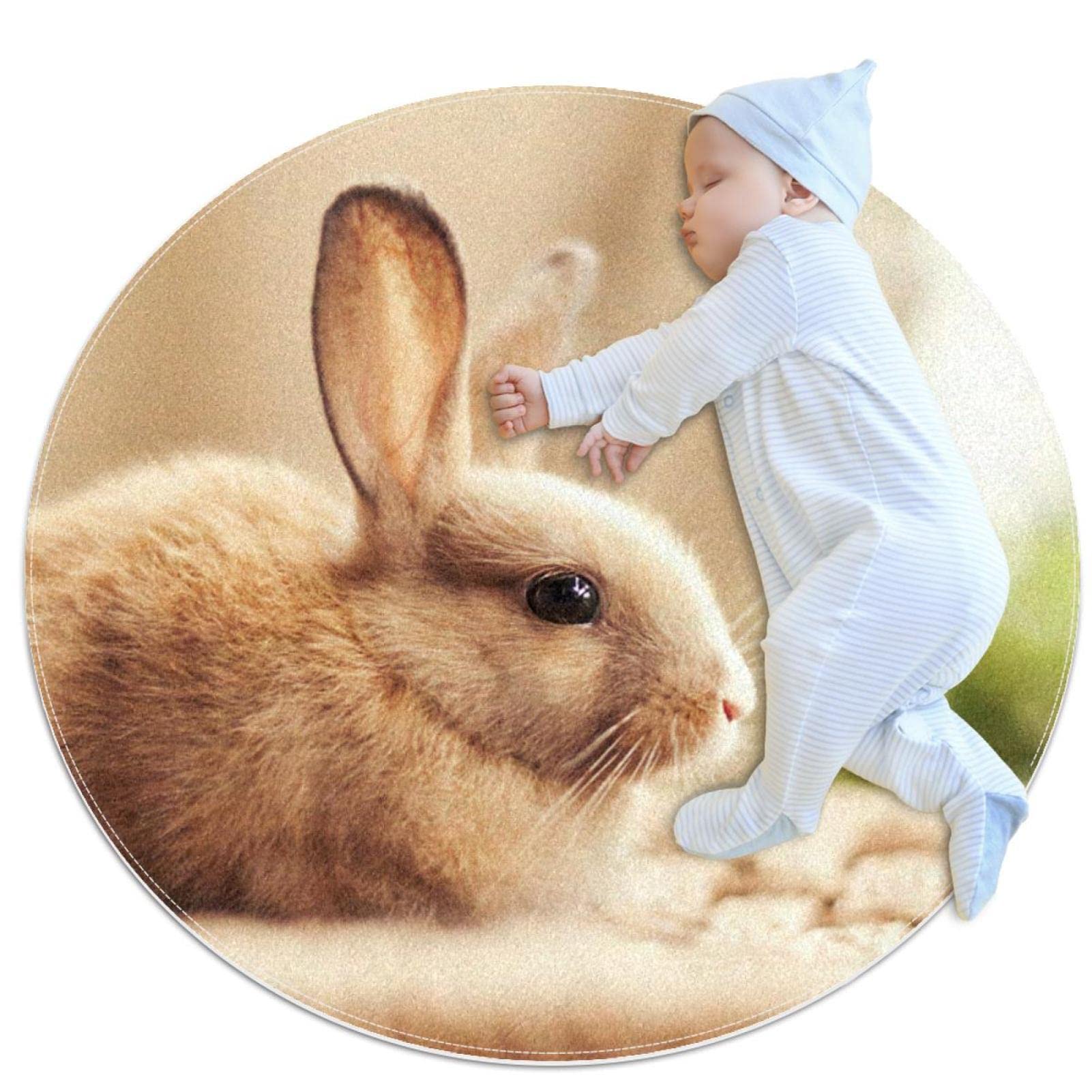 Alfombra redonda infantil de conejo ideal para juegos en el suelo de habitaciones juveniles