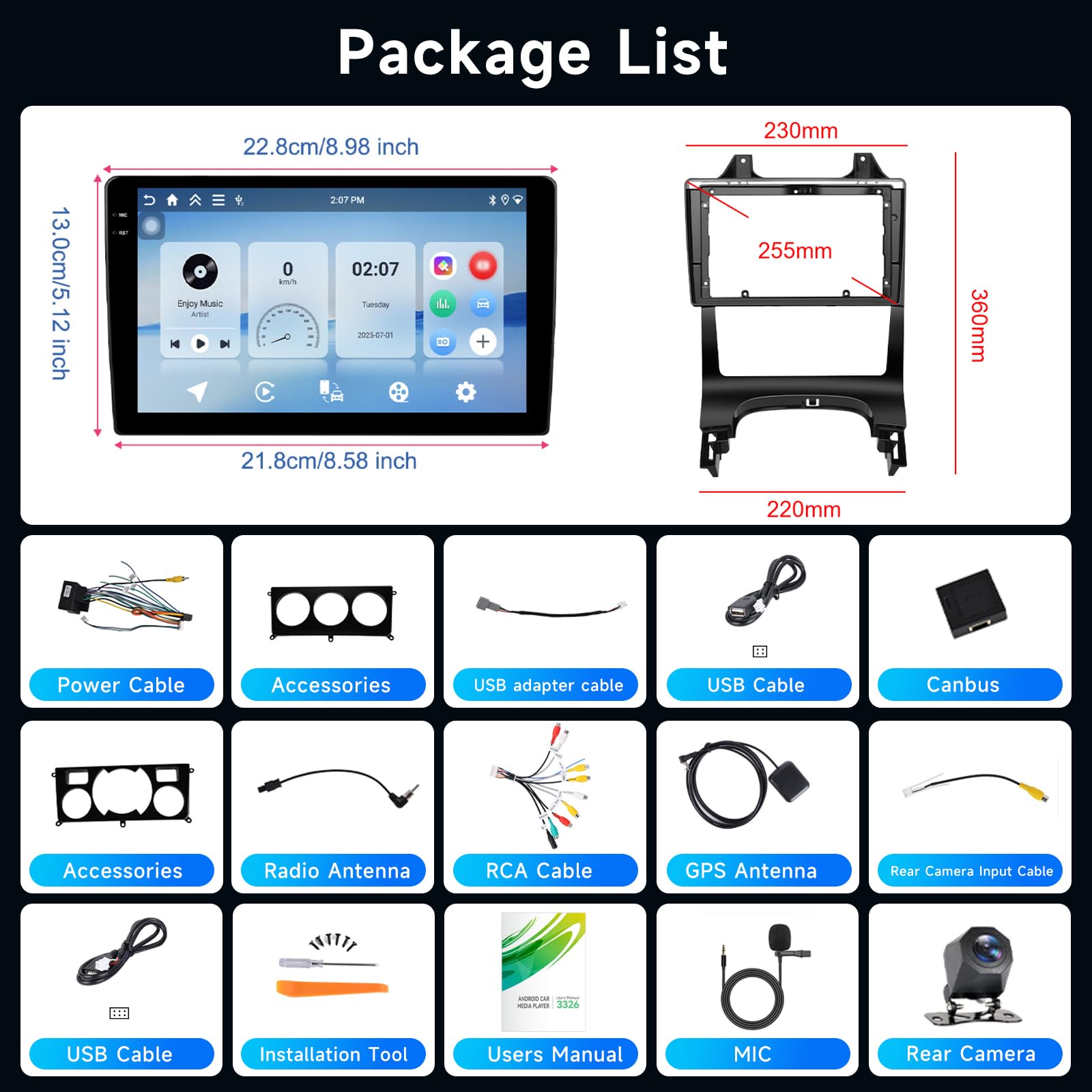 Hodozzy 4GB+64G Autoradio per Peugeot 3008 5008 2009-2015 Android 9 Pollici InCell Touch Schermo Carplay Wireless Android Auto, Radio Auto 2 Din Bluetooth DSP GPS WiFi FM RDS Navigazione Telecamera