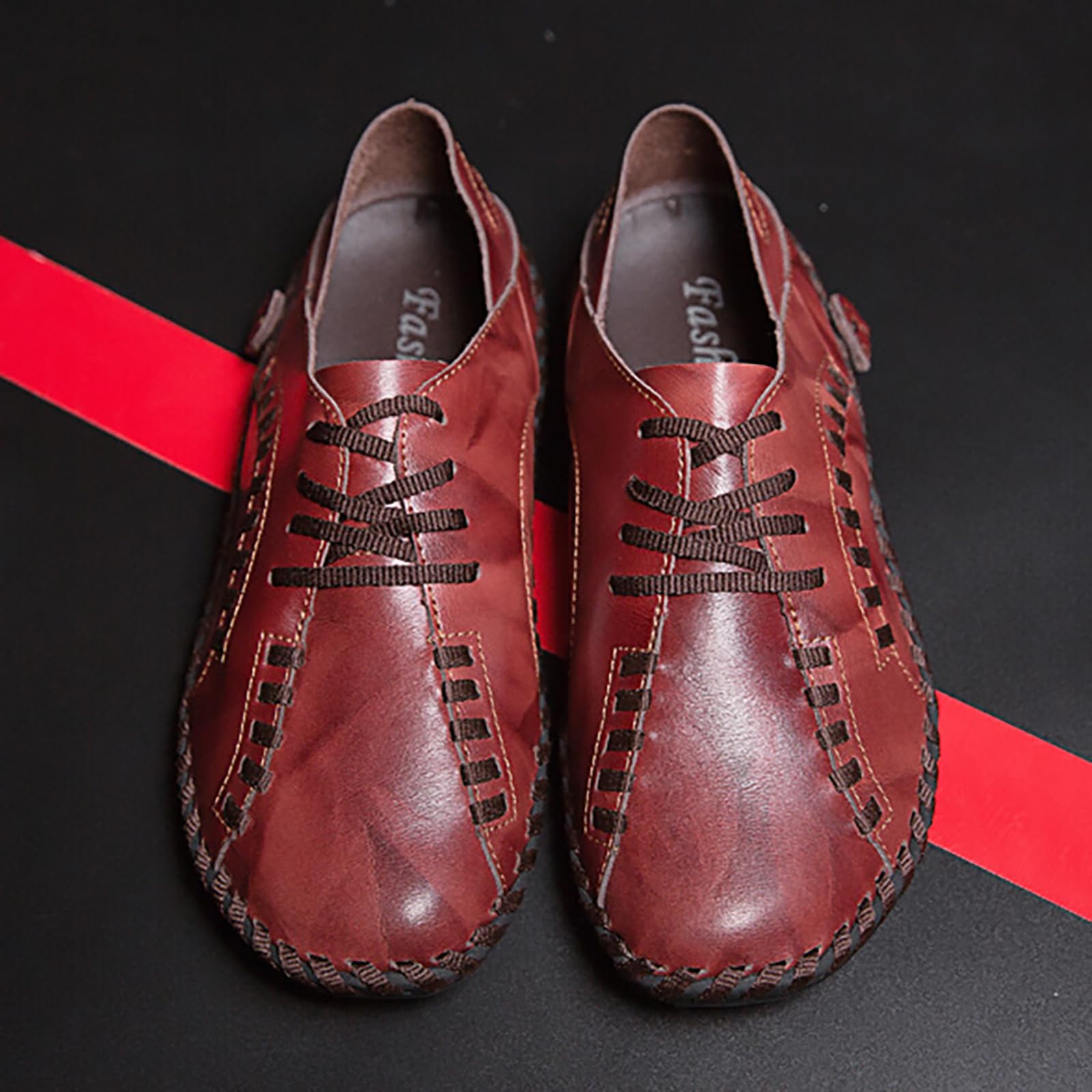 Zapatos de senderismo hechos a mano para hombre, zapatos casuales con cordones, transpirables, cómodos, zapatos de cuero para caminar al aire libre, zapatos de conducción informales, zapatillas de
