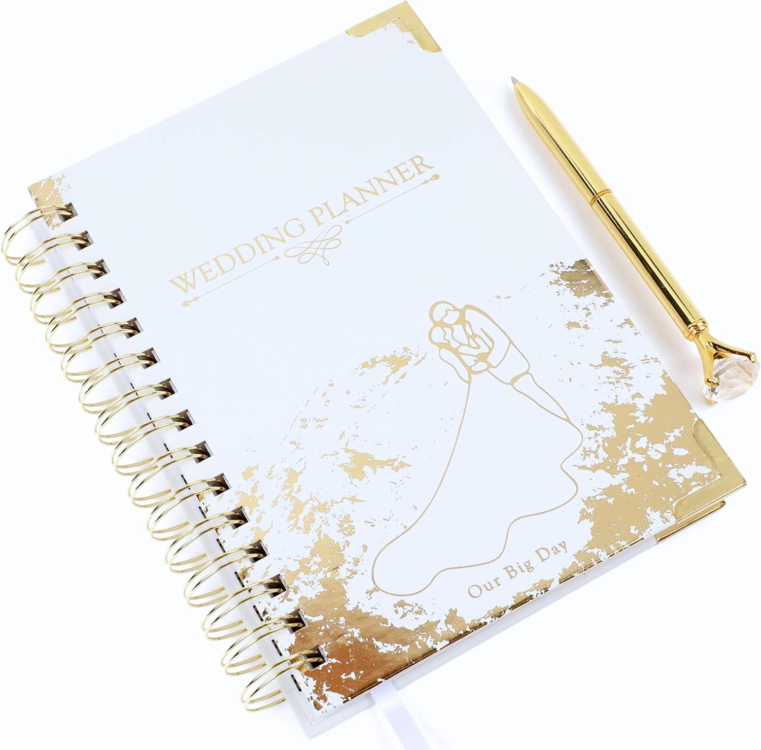 Beautiful Wedding Planner, Wedding Planning, Wedding Binder with Pen, Wedding Planner Book and Organizer, Wedding Planner Binder with a Box, Golden Bridal Planner,The Best Wedding Planner Book