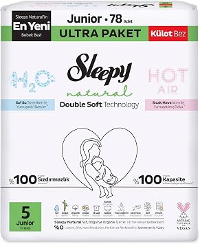 Sleepy Natural Double Soft Ultra Paket Külot Bez 5 Numara Junior 78 Adet