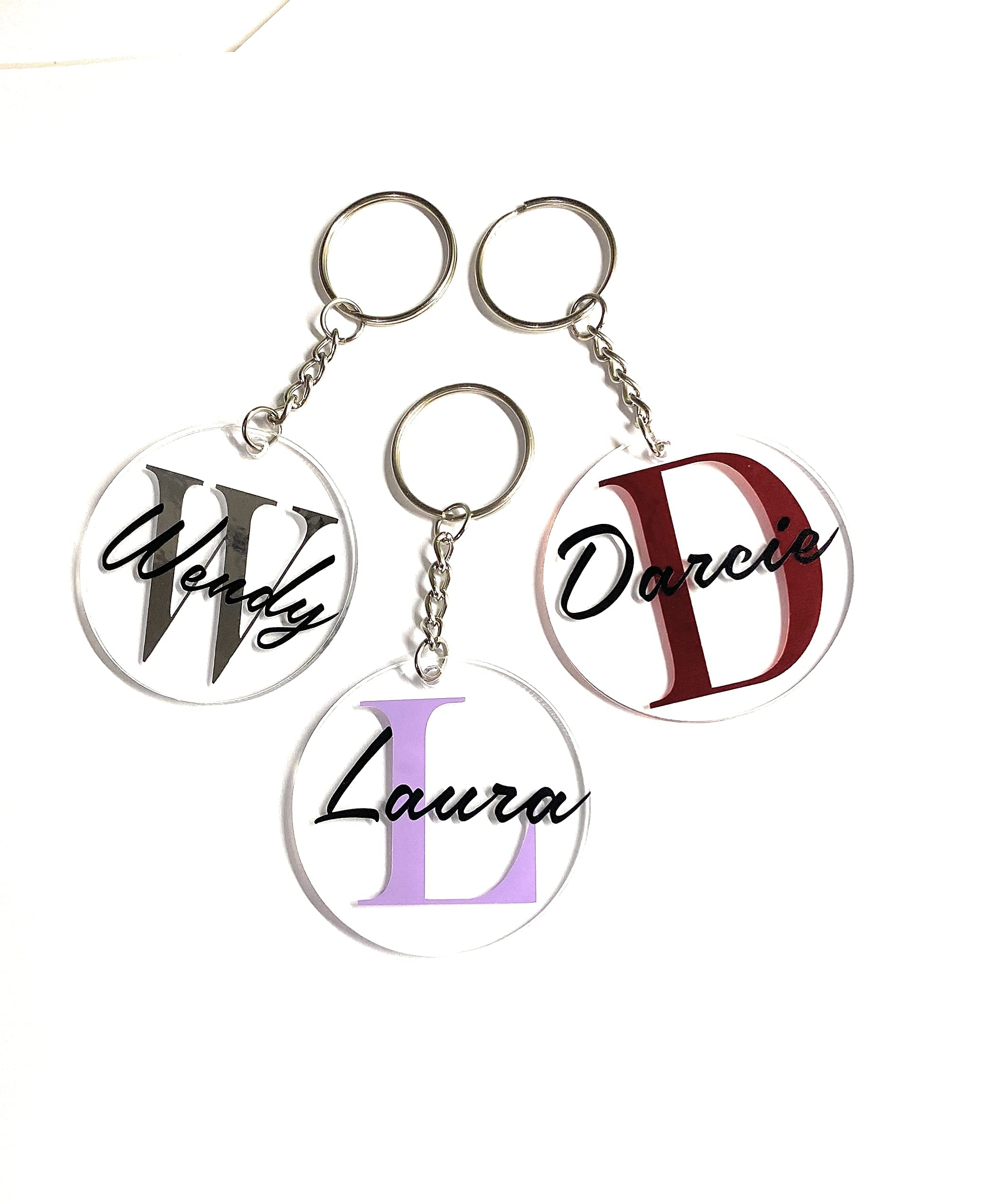 Personalised Name keyring with initial. Keychain accessory. Stocking filler or personal gift. Maybe A Wedding Gift For The New … Mrs Smith Or A Teacher