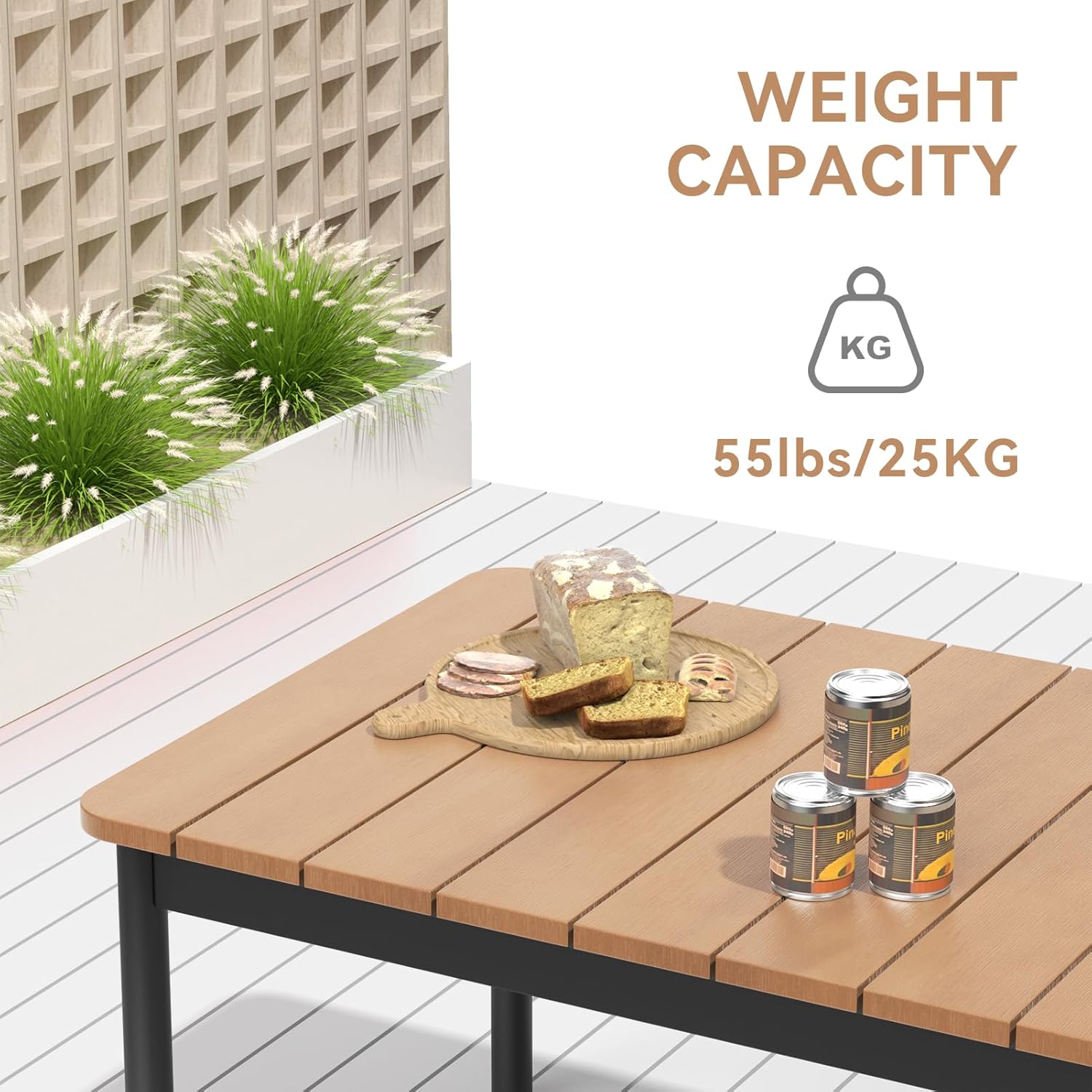 C-Hopetree Small Rectangle Polywood Outdoor Side Coffee Table for Outside Patio