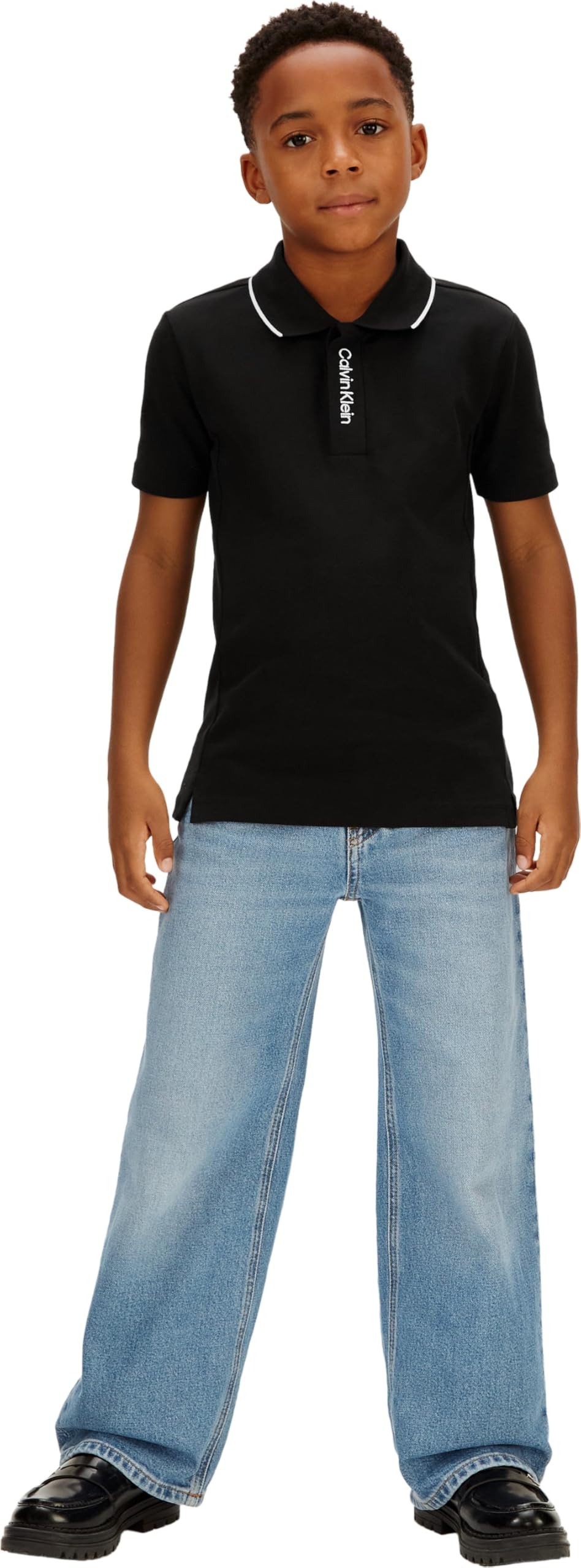 Calvin Klein Embro. CK Logo Pique Polo Ib0ib02370 Polo S/S Bambini e Ragazzi (Pacco da 1)