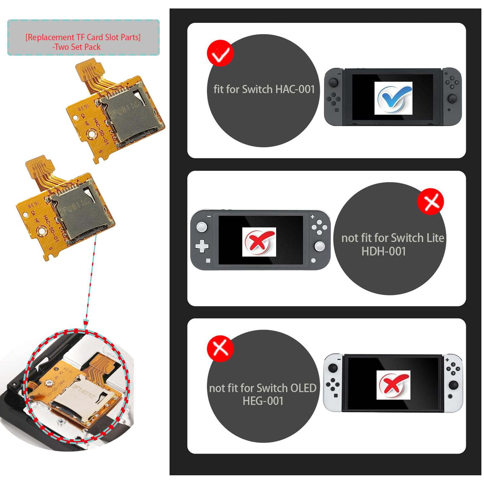 Nintendo Switch 本体＋SDカード　HAC-001 Amazon.com: [2pcs-Pack] for Switch SD Card Reader Slot Replacement
