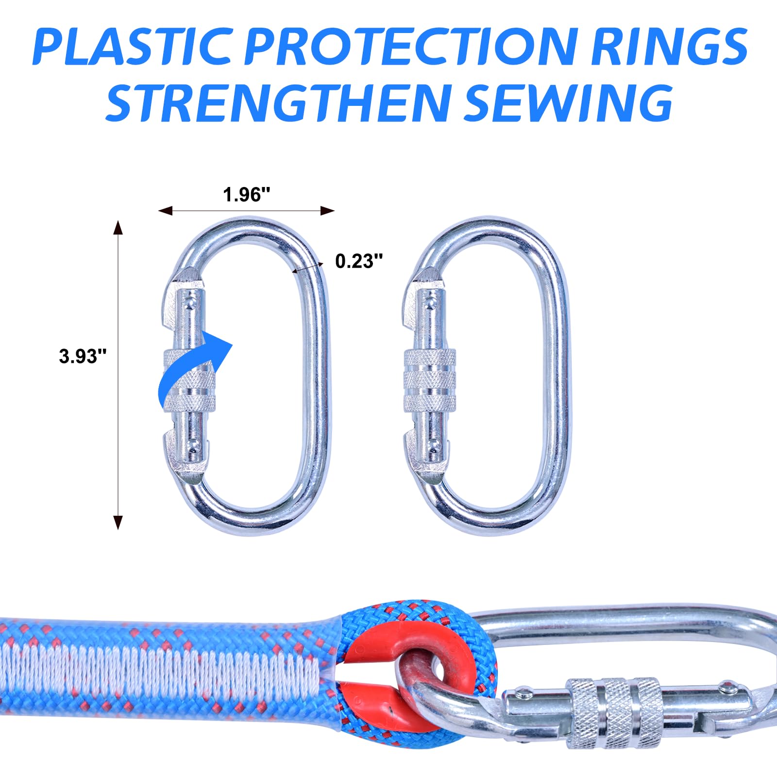 Cuerda Escalada 20M 10mm Nylon Cuerda Seguridad Rescate 2 Mosquetones Exterior
