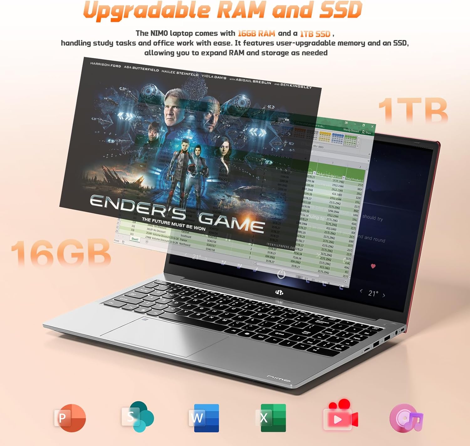 NIMO 15.6" IPS FHD-Student-Laptop, 16GB RAM 1TB SSD Intel N150(Beat i3-10110U, Up to 3.6GHz) Computer with 65W Type-C, Fingerprint, Backlit Keyboard, Wi-Fi 6, BT5.2, for Business and Home