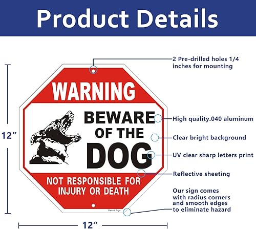 Miniatura 2 de Señales de advertencia octágono para valla (2 unidades) de 12 x 12 pulgadas, letrero de advertencia octágono libre de óxido, letrero de metal de