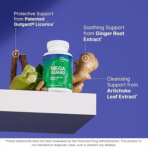 Miniatura 4 de Microbiome Labs MegaGuard - Suplementos para la salud intestinal, raíz de jengibre, raíz de regaliz y extracto de hoja de alcachofa para apoyar la