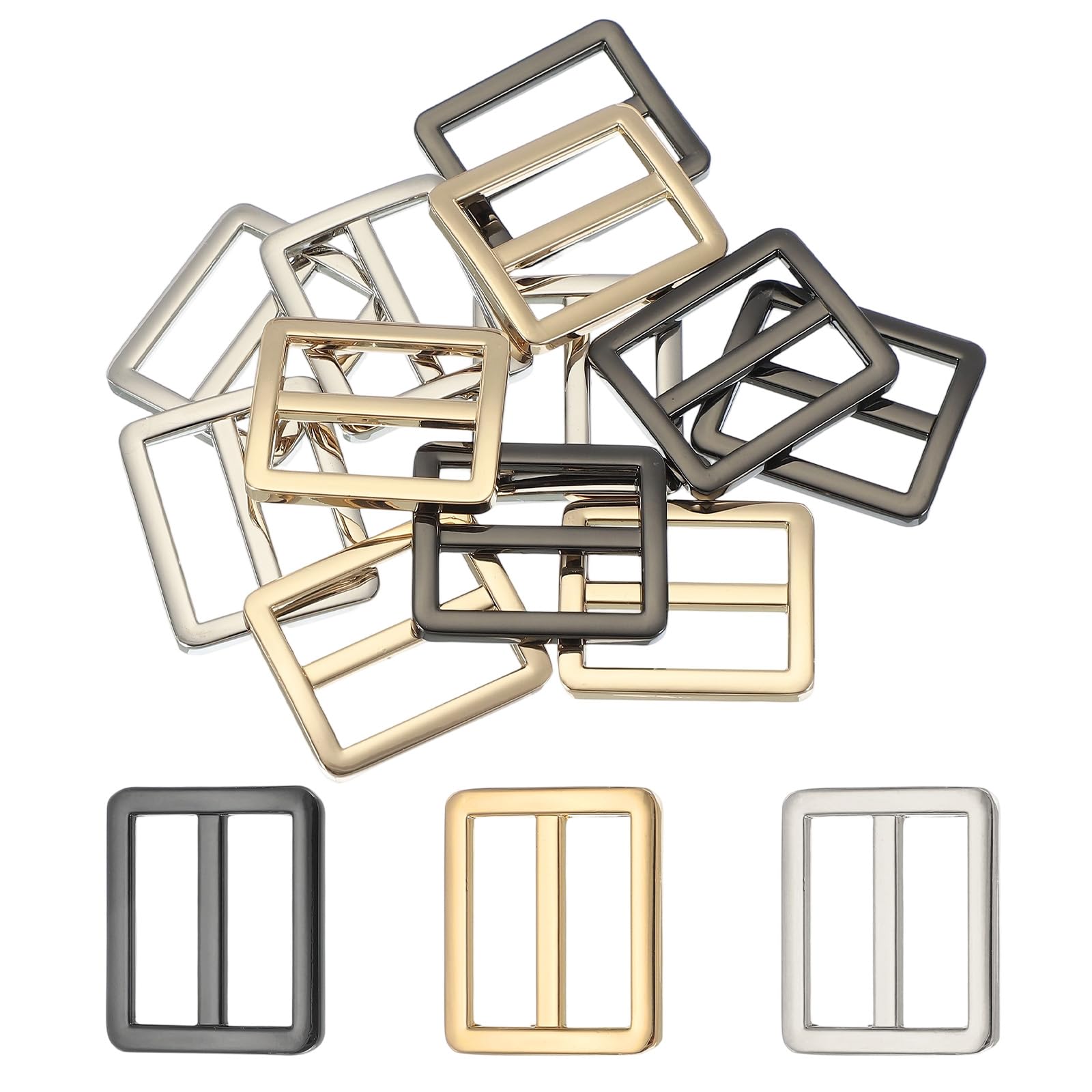 uxcell Metal Flat Rectangle Ring Metal Rectangular Buckle Rings Square Strap Webbing Loop for DIY Craft