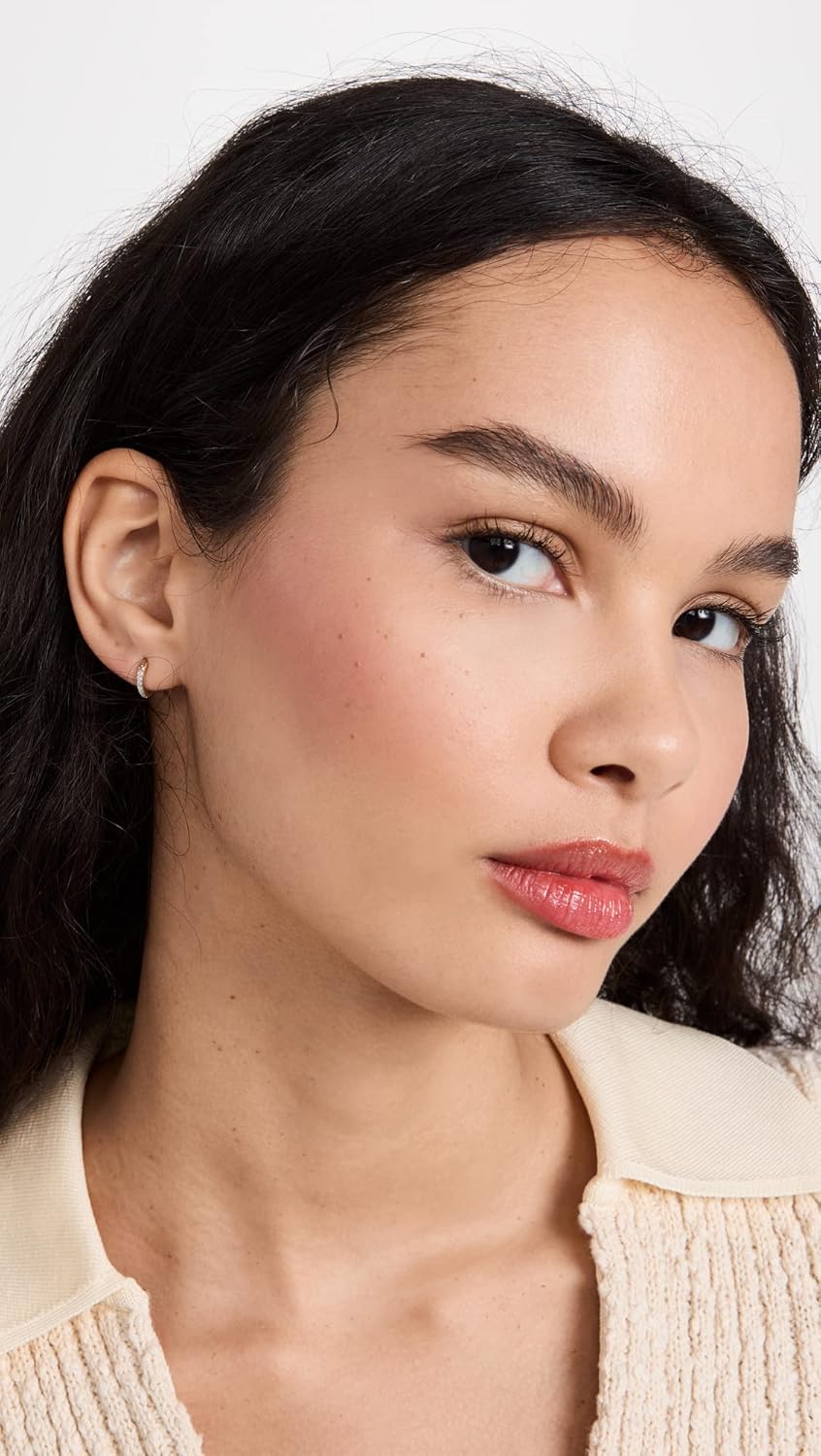 Adina Reyter Women's 14k Gold Pave Huggie Hoop Earrings, Gold/Clear, One Size - Image 3