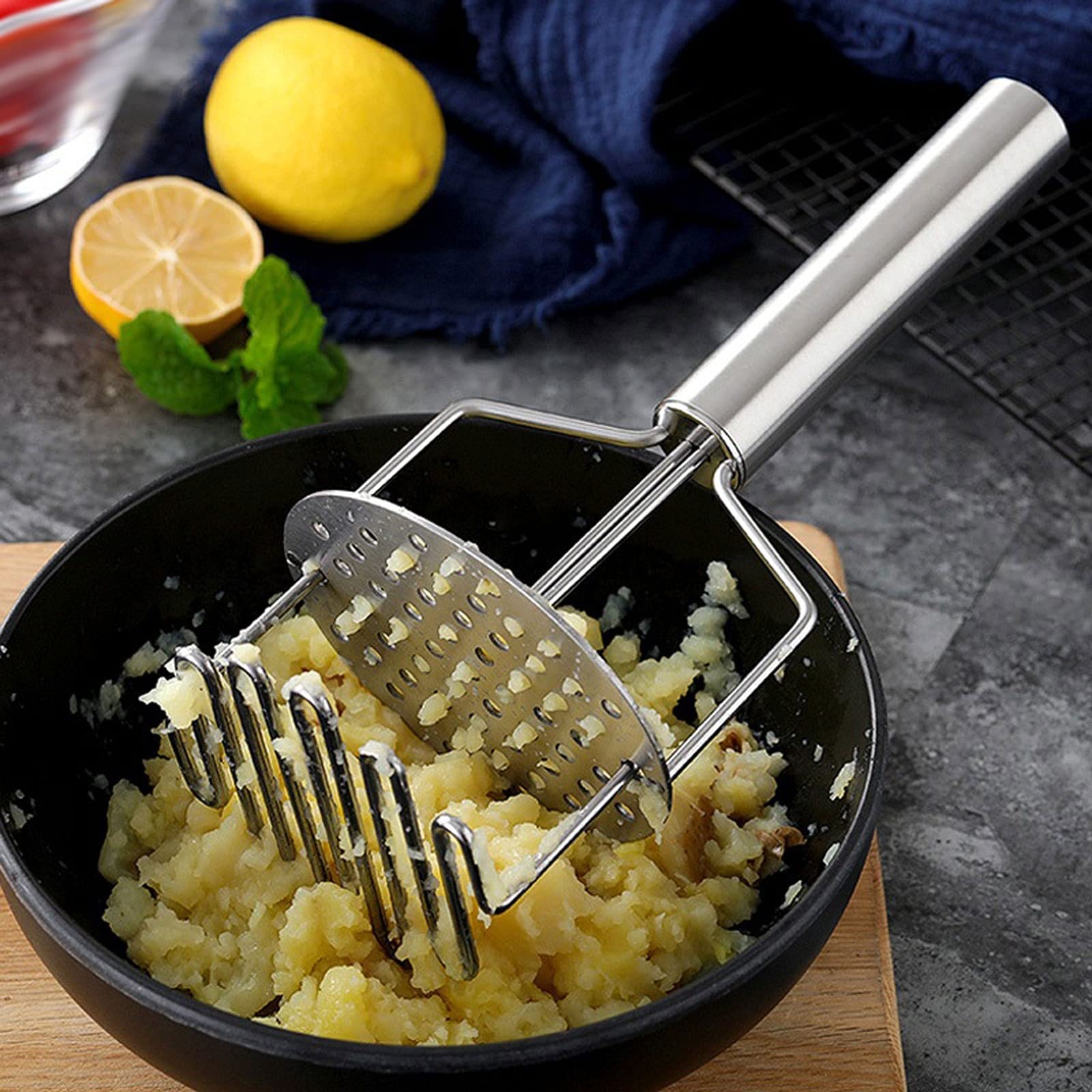 Schiacciapatate Schiacciapatate Ricer in Acciaio Inossidabile Doppia pressa per purea di Cibo Pressa Manuale Ricer per Patate Alimenti per Verdure Utensile da Cucina