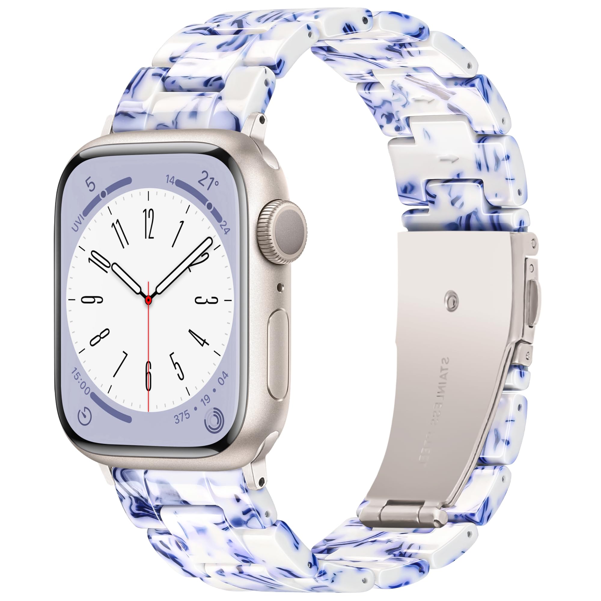 Lightweight Resin Band For Apple Watch Series 12 11 10 9 8 7 6 5 4 3 2 1 SE 3 2 Ultra 4 3 2, Fashion Adjustable Replacement Strap for iWatch Bands 38mm 40mm 41mm 42mm 44mm 45mm 46mm 49mm for Women Men