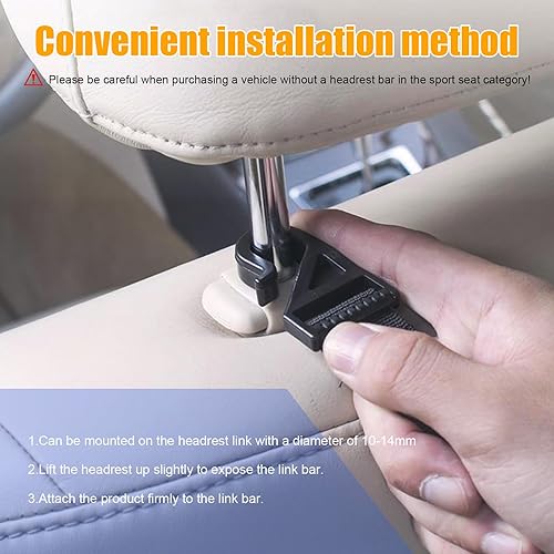 Miniatura 4 de Suvnie 4 ganchos ajustables para reposacabezas de asiento de automóvil, gancho multifuncional para colgar en el asiento trasero, organizador de