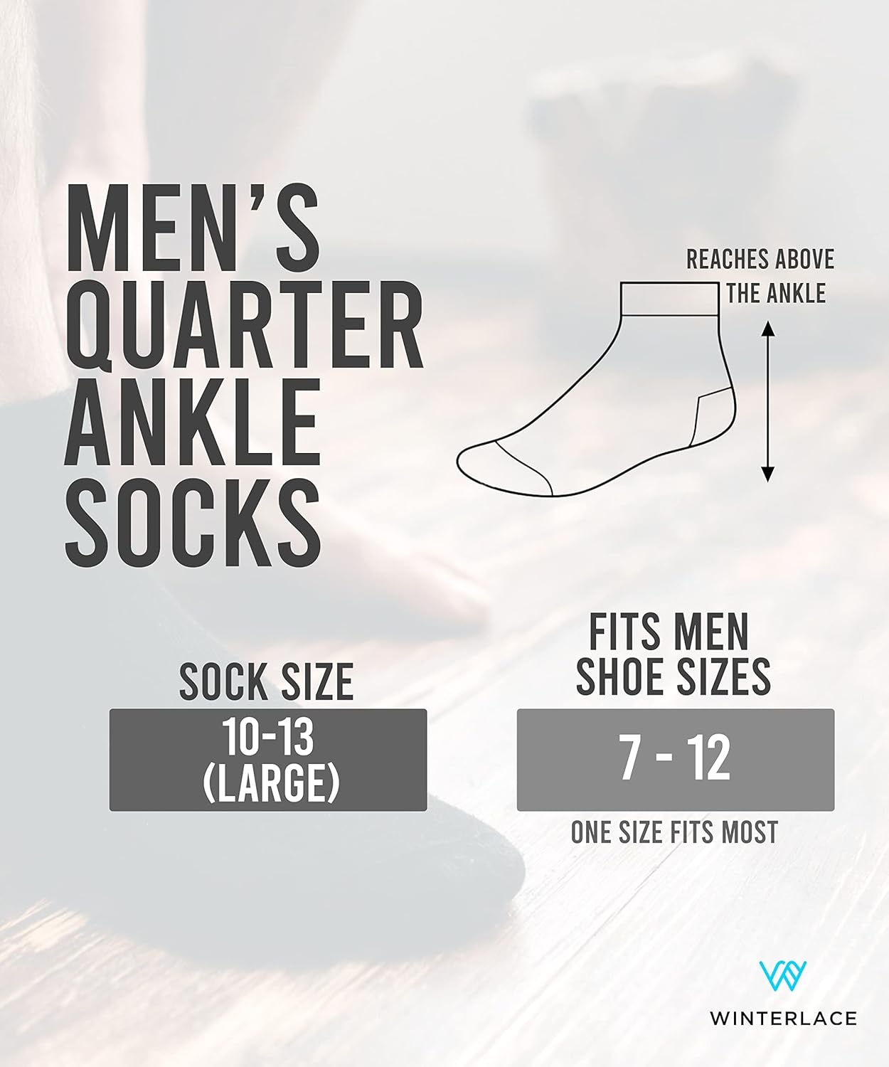 Winterlace 48 Pairs Mens Quarter Ankle Socks Athletic Casual Moisture Wicking Cuffed Sports Running Thin Sock Bulk Pack