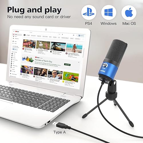 Miniatura 6 de FIFINE Micrófono USB para computadora para grabar video de YouTube voz sobre voz para Mac y PC, micrófono de condensador con control de ganancia