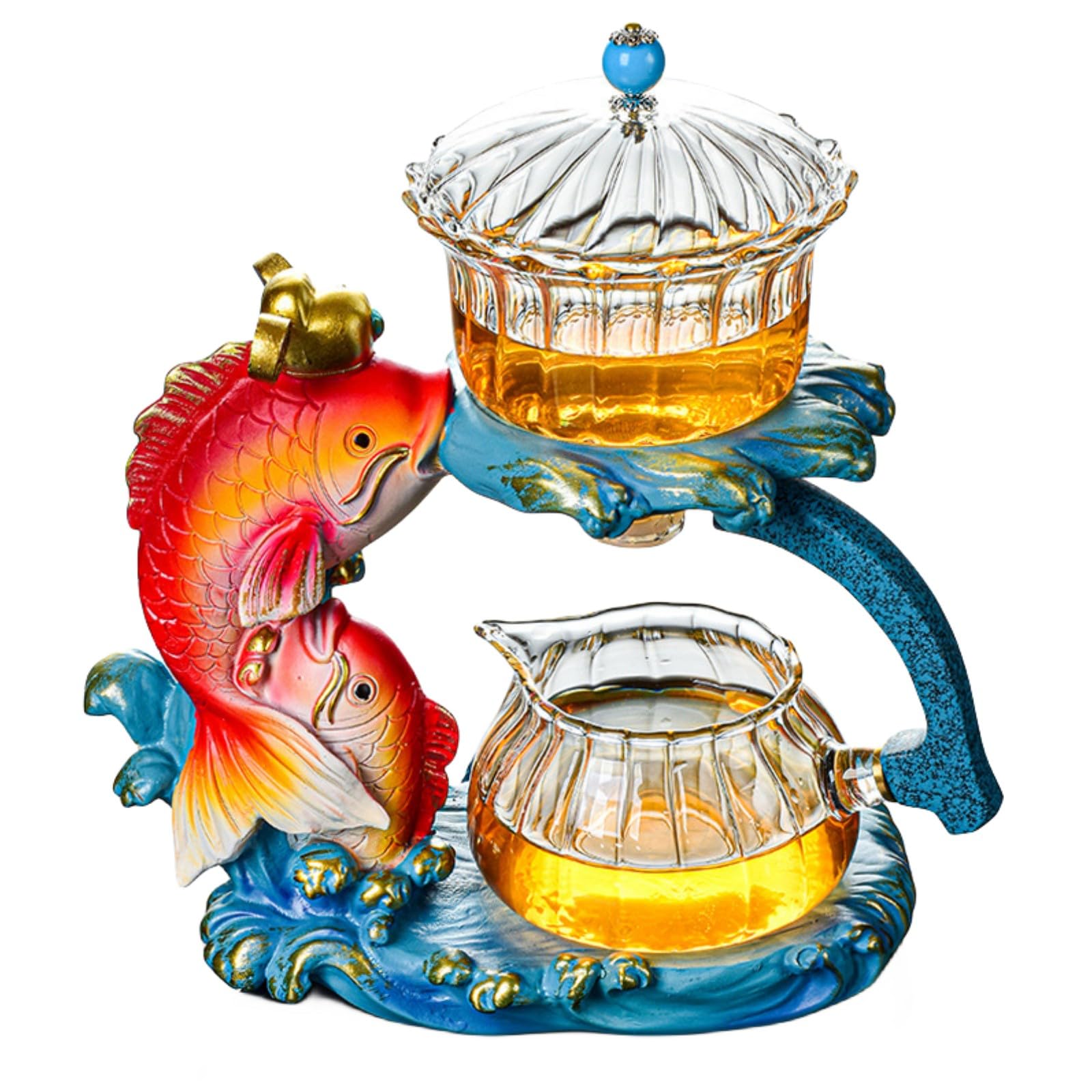 Théière service à thé semi-automatique en verre Kung Fu résistant chaleur poisson infusion