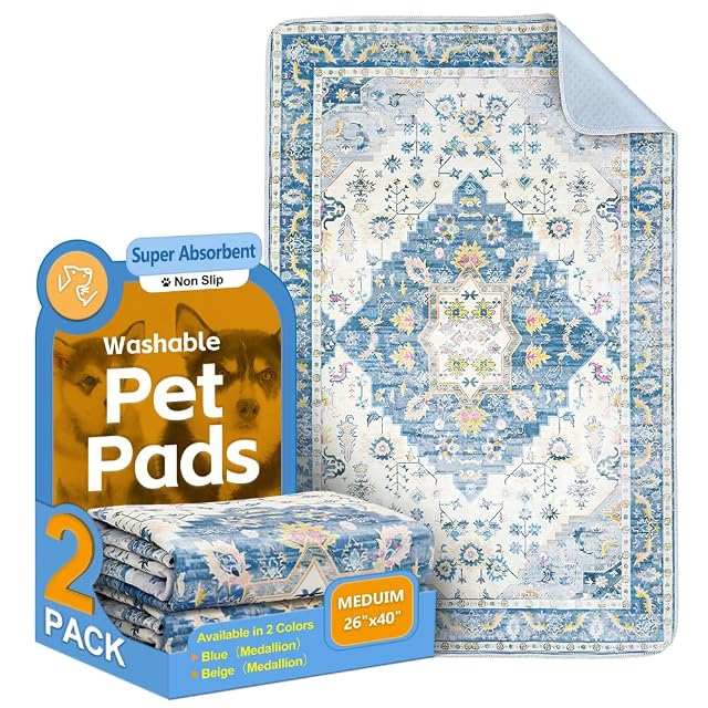 Washable Pee Pads for Dogs 2 Pack Reusable Puppy Training Pads 40x26 Super Absorbent Waterproof Dog Training Pads