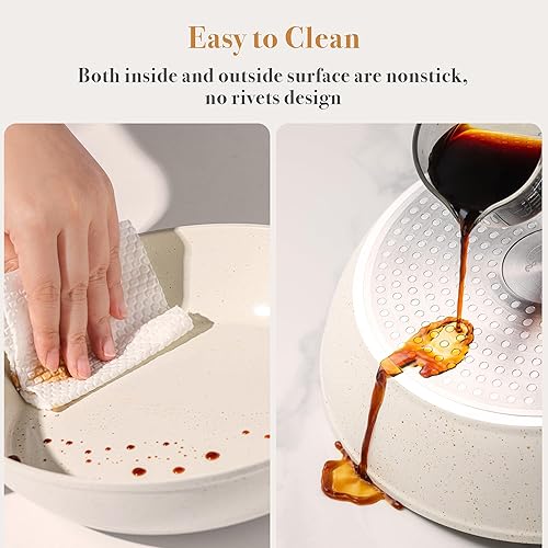 Miniatura 7 de PekGema Juego de utensilios de cocina de cerámica, ollas y sartenes antiadherentes, no tóxico, saludable, antiadherente, utensilios de cocina de