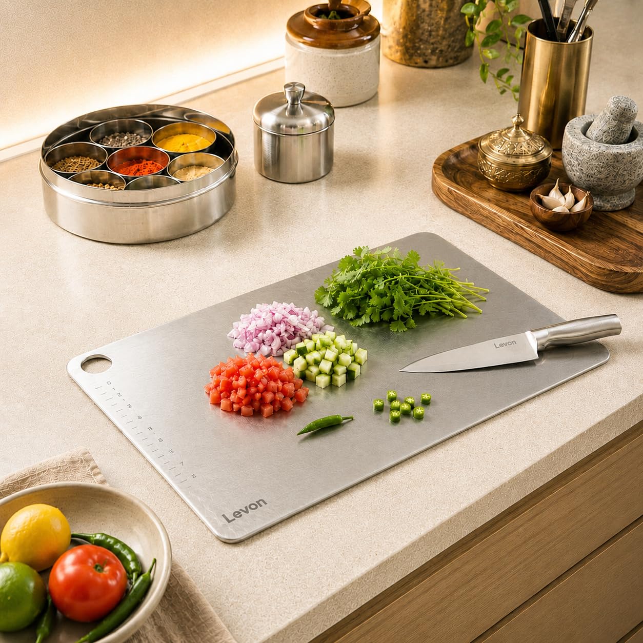 Buy LEVON Stainless Steel Chopping Board for Kitchen | Heavy Duty