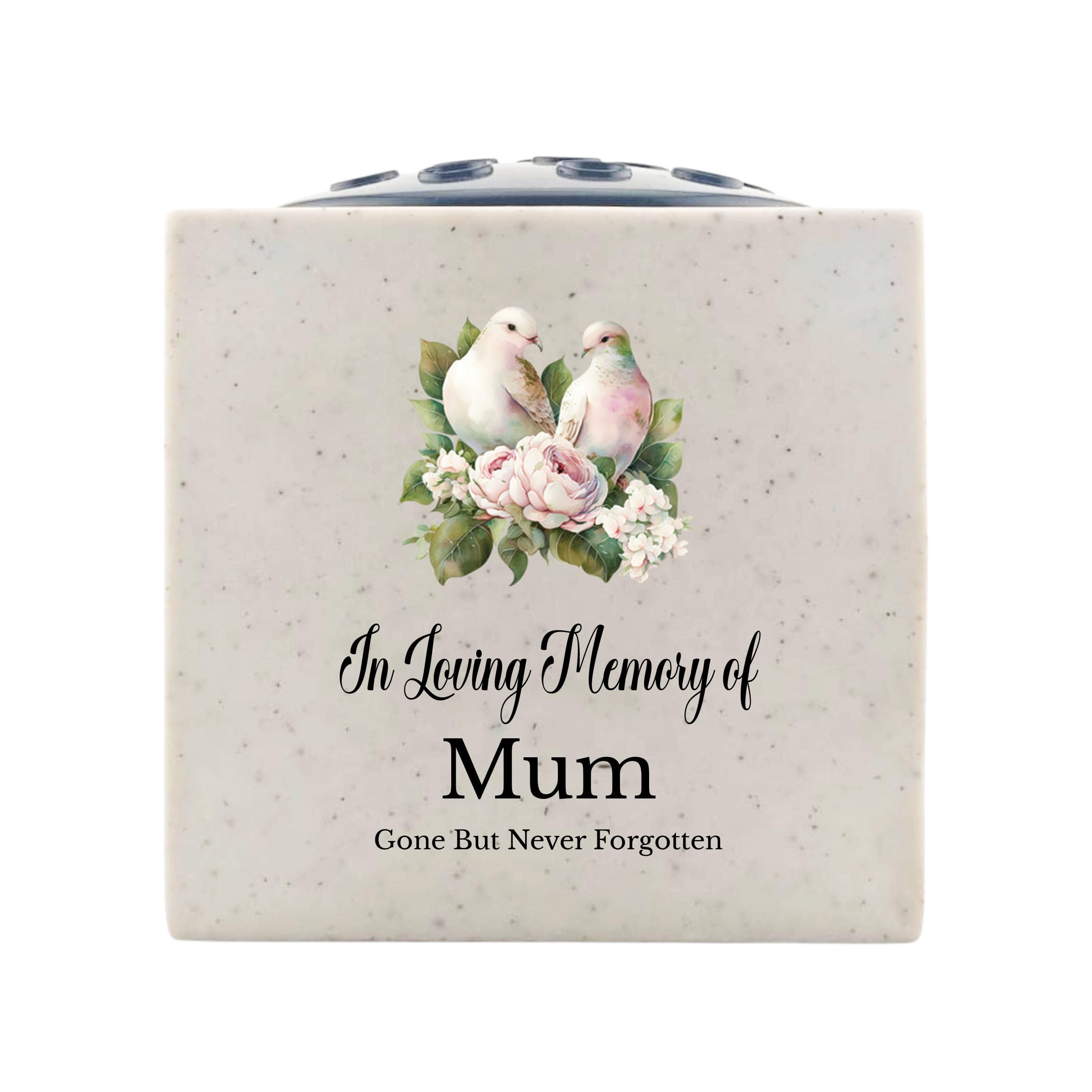 In Loving Memory Of Memorial Rose Bowl Grave Marker Flower Pot Vase With Doves Design (UV PRINTED) (Mum)